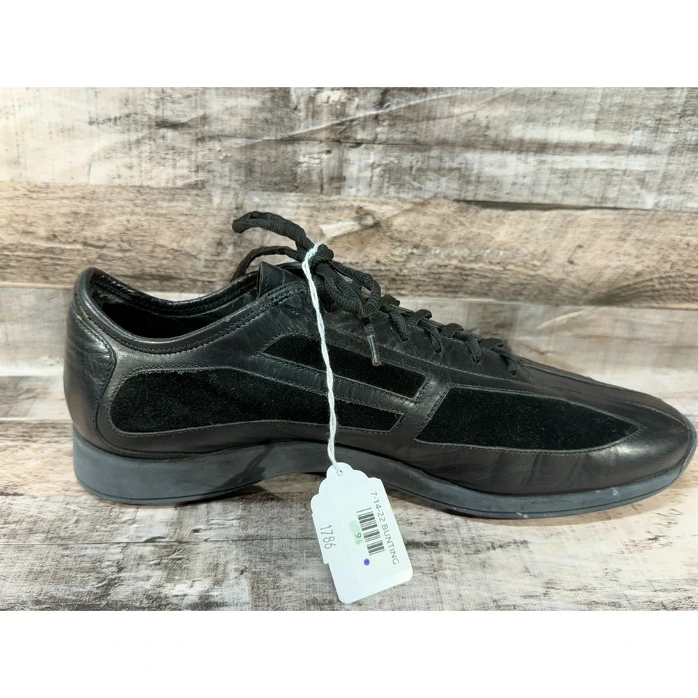 Gucci Leather Low Trainer Black Suede Sneakers 111 6107 Size 9D Made in Italy